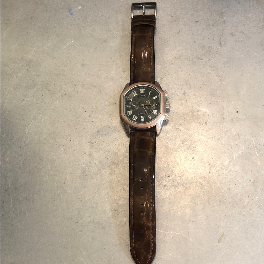 Men's Brown Leather Strap Watch